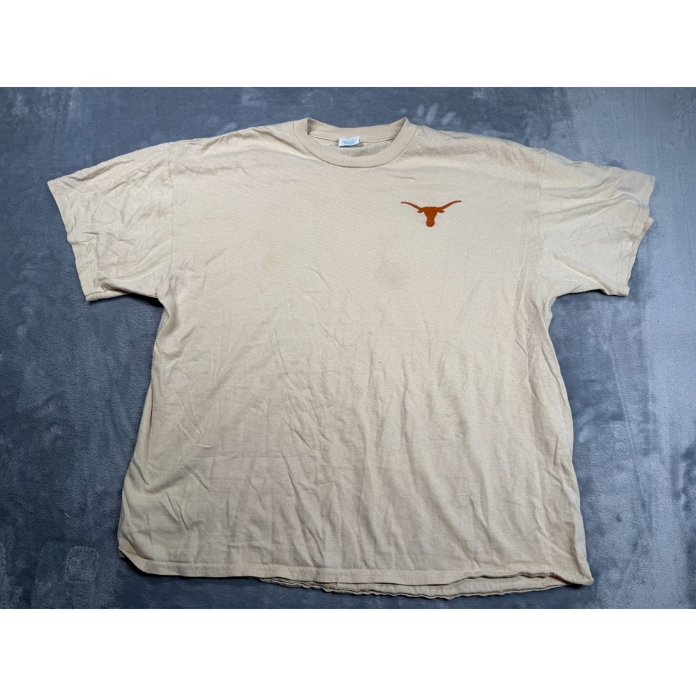 Port & Company T Shirt Mens XL Beige Graphic Logo Short Sleeve Casual Pullover